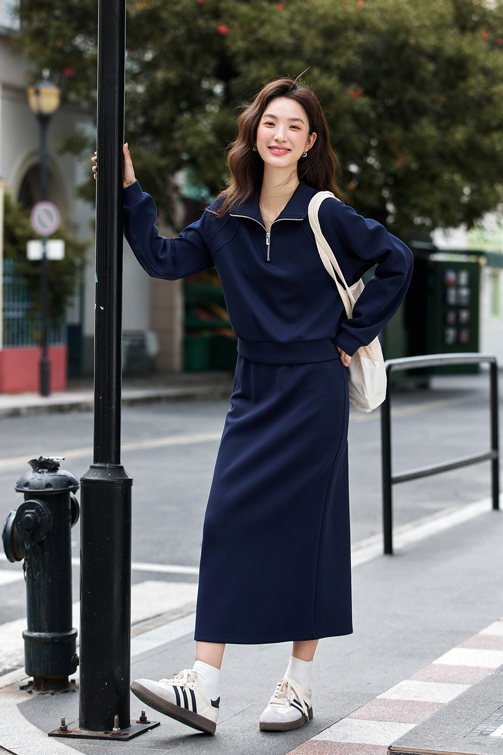 Fashion Casual Notched Top with Skirt Set-VIMLYSTORE