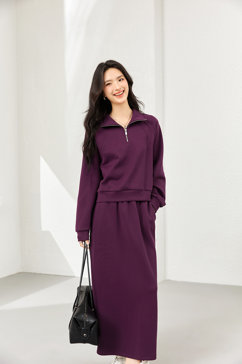 Fashion Casual Notched Top with Skirt Set-VIMLYSTORE