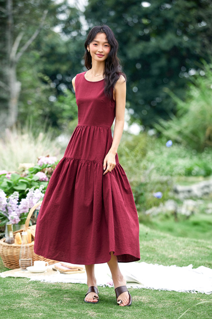 Fashion Minimalist Sleeveless Round-Neck Maxi Dress-VIMLYSTORE