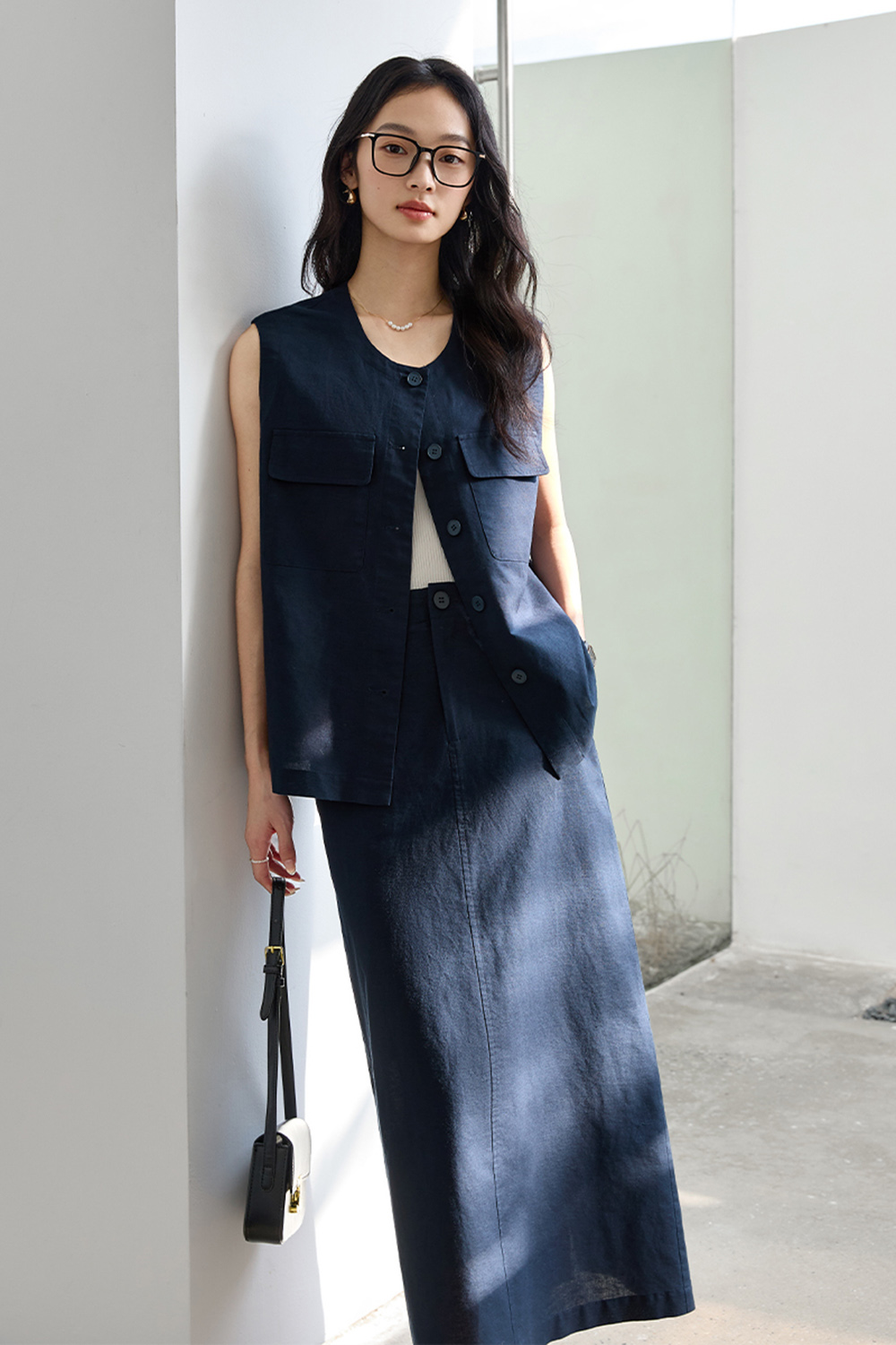 Fashionable Sleeveless Vest with Straight Skirt Two-Piece Set-VIMLYSTORE