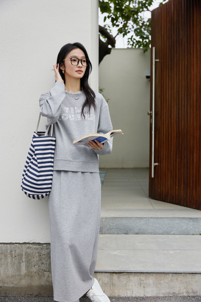 Lace Trim Skirt & Sweatshirt Set-VIMLYSTORE