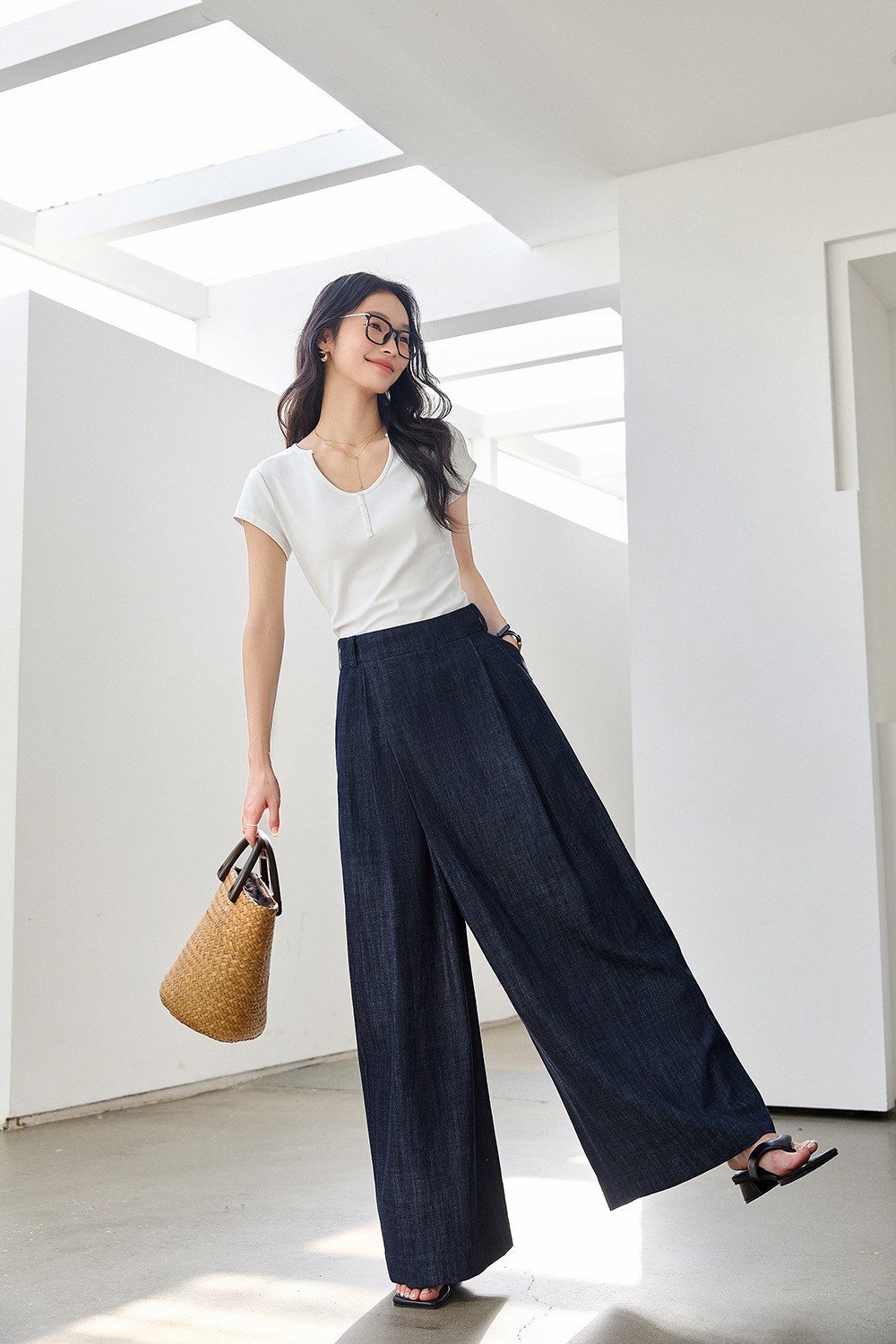 Relaxed Retro High Waist Loose Slimming Wide Leg Jeans