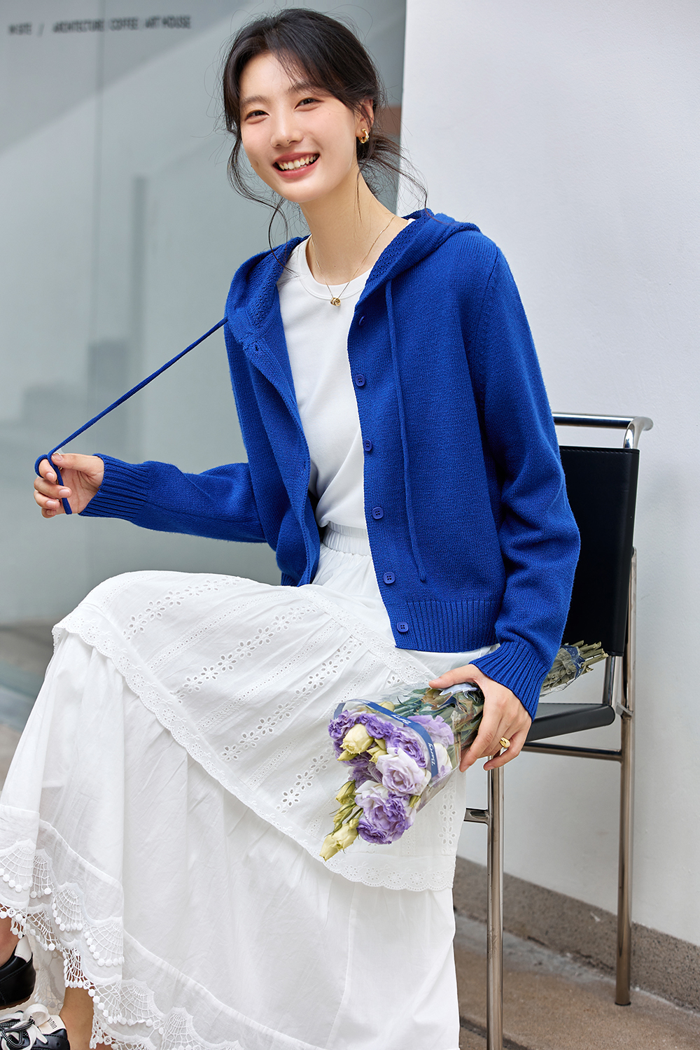 Hooded knitted cardigan coat-VIMLYSTORE