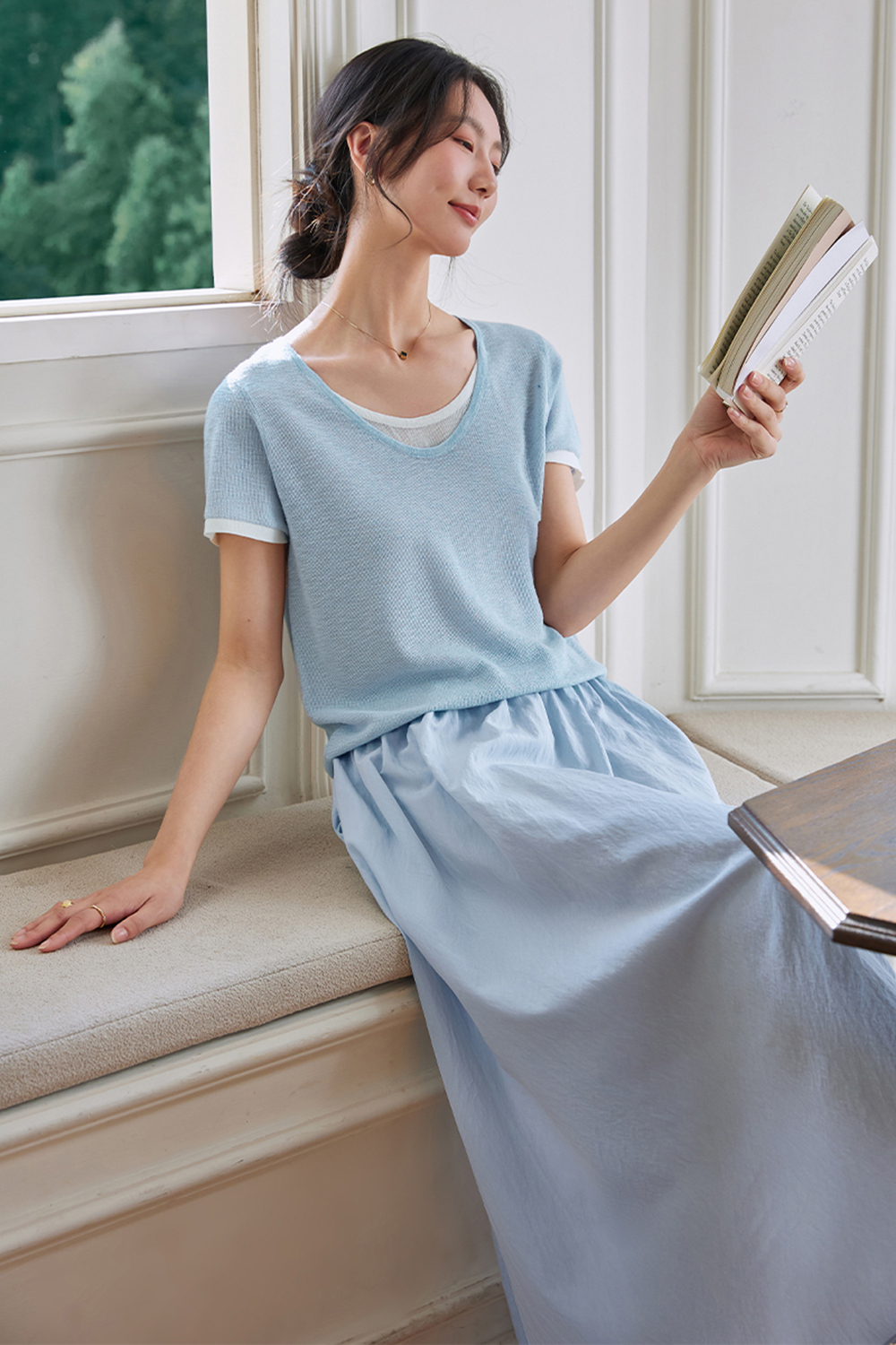Color-blocking Casual Two-piece Set