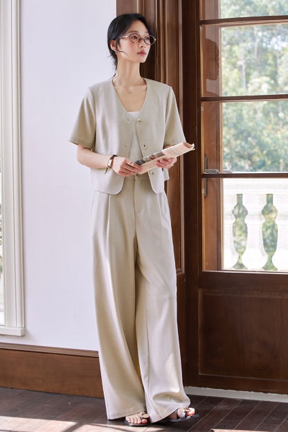 Minimalist High-Waist Office Suit Two-Piece Set-VIMLYSTORE