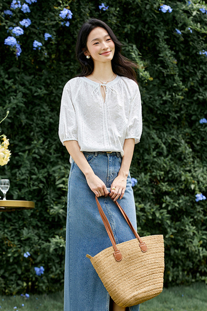 Loose Casual Cotton Short-Sleeve Round-Neck Top-VIMLYSTORE