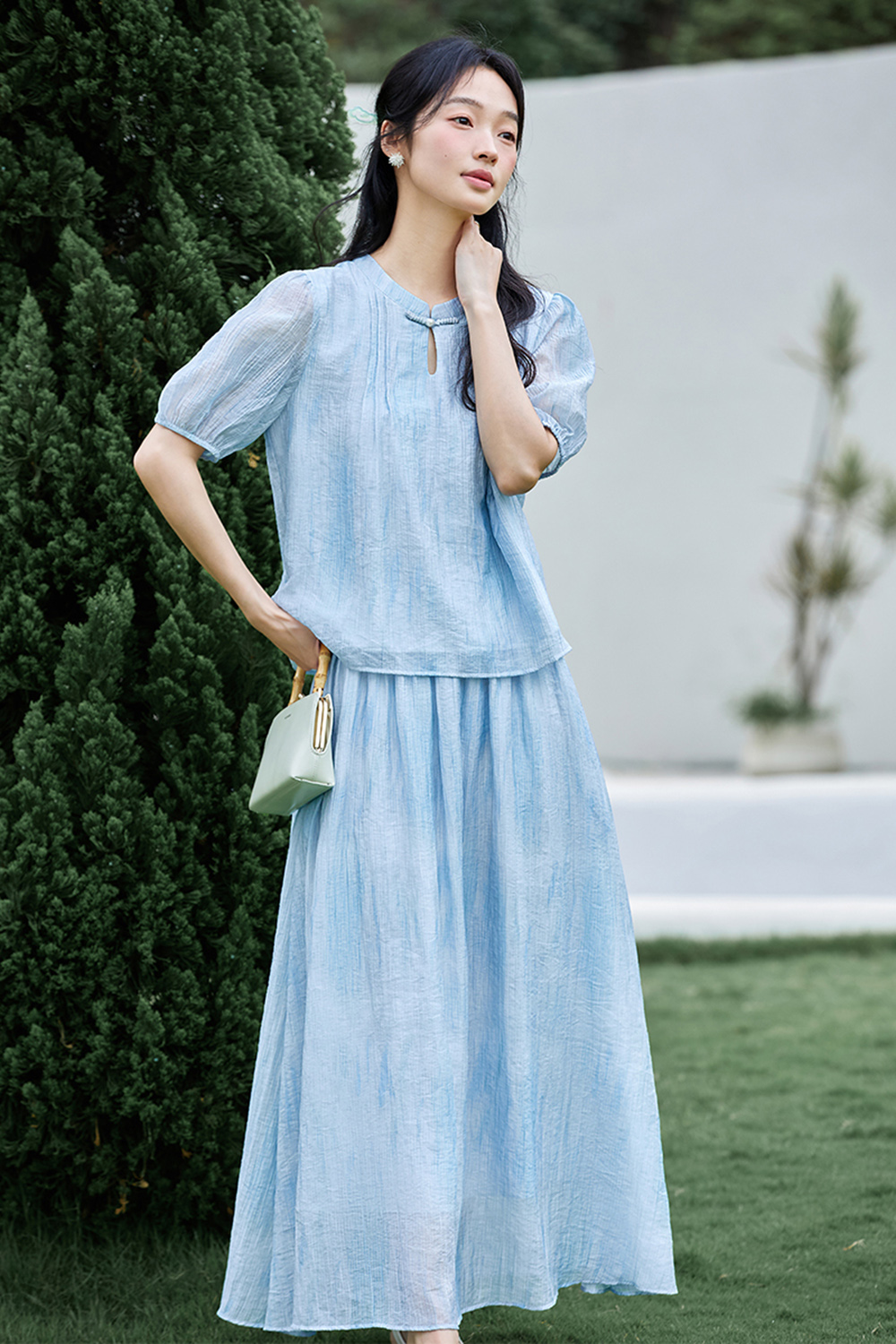 New Chinese Style Feminine Lyocell Suit Set