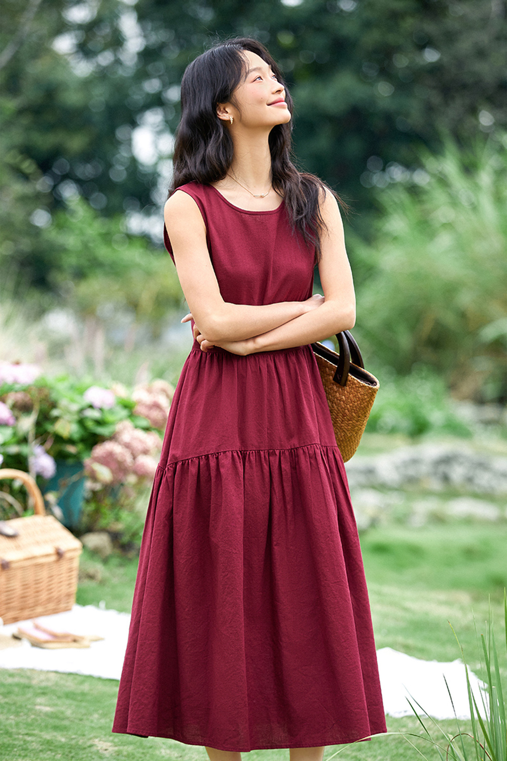 Fashion Minimalist Sleeveless Round-Neck Maxi Dress-VIMLYSTORE
