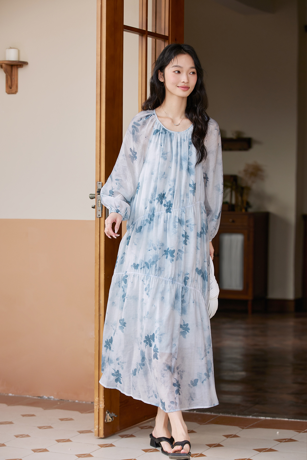 French High-End Chiffon Floral Elegant A-Line Fairy Dress