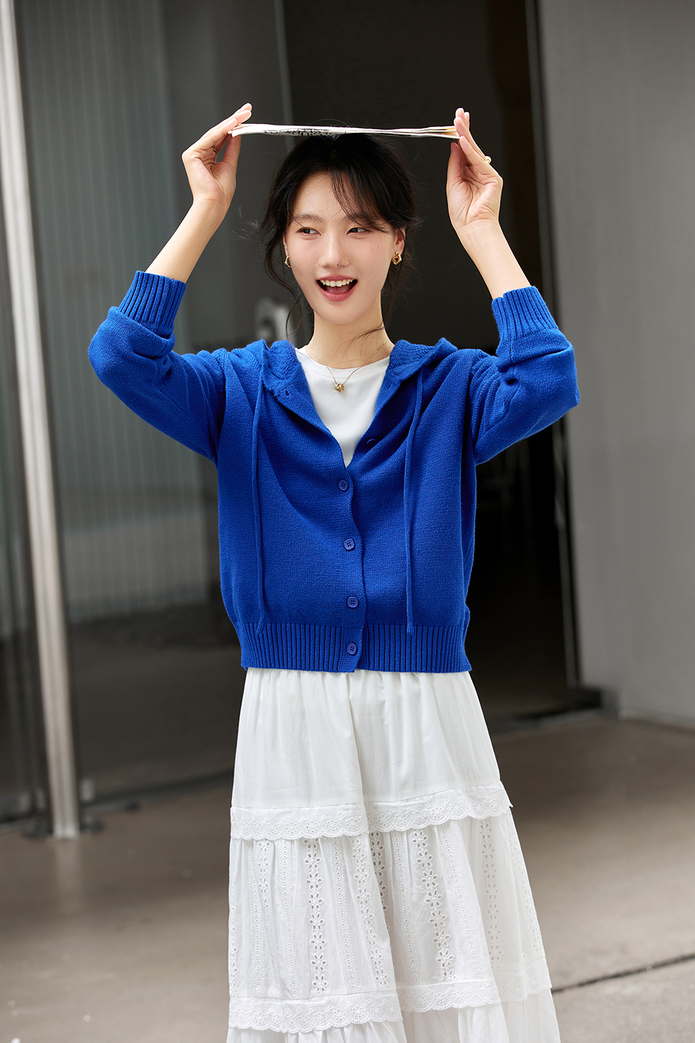 Hooded knitted cardigan coat-VIMLYSTORE