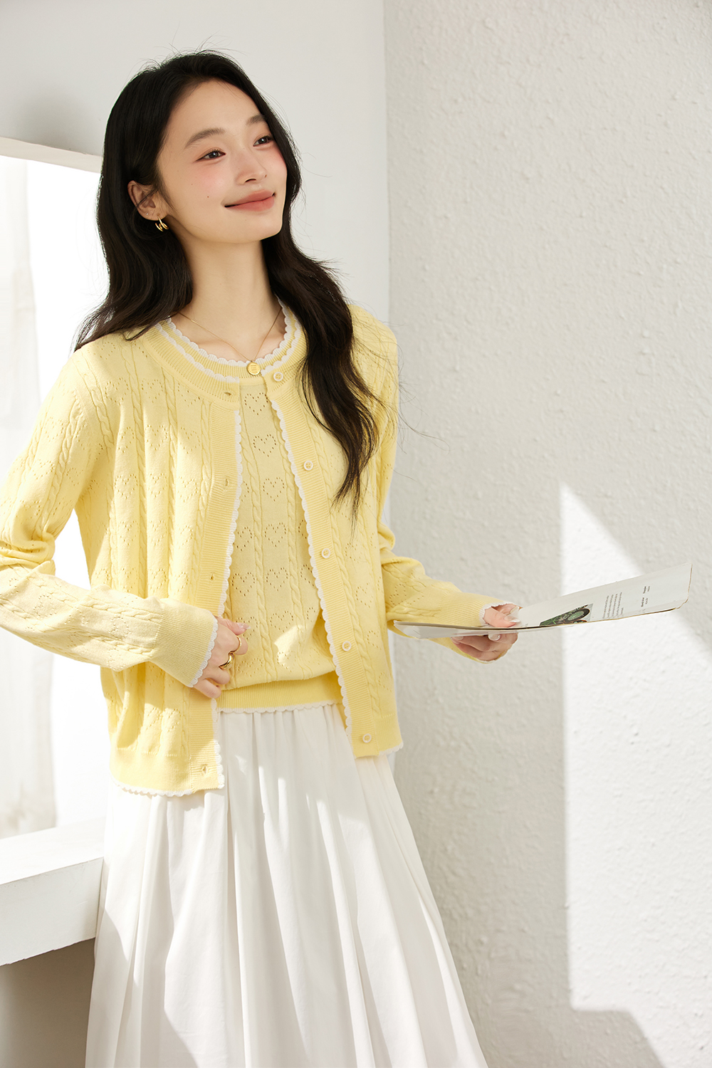 Heart Cut-Out Slim-Fit Knit Sweater-VIMLYSTORE