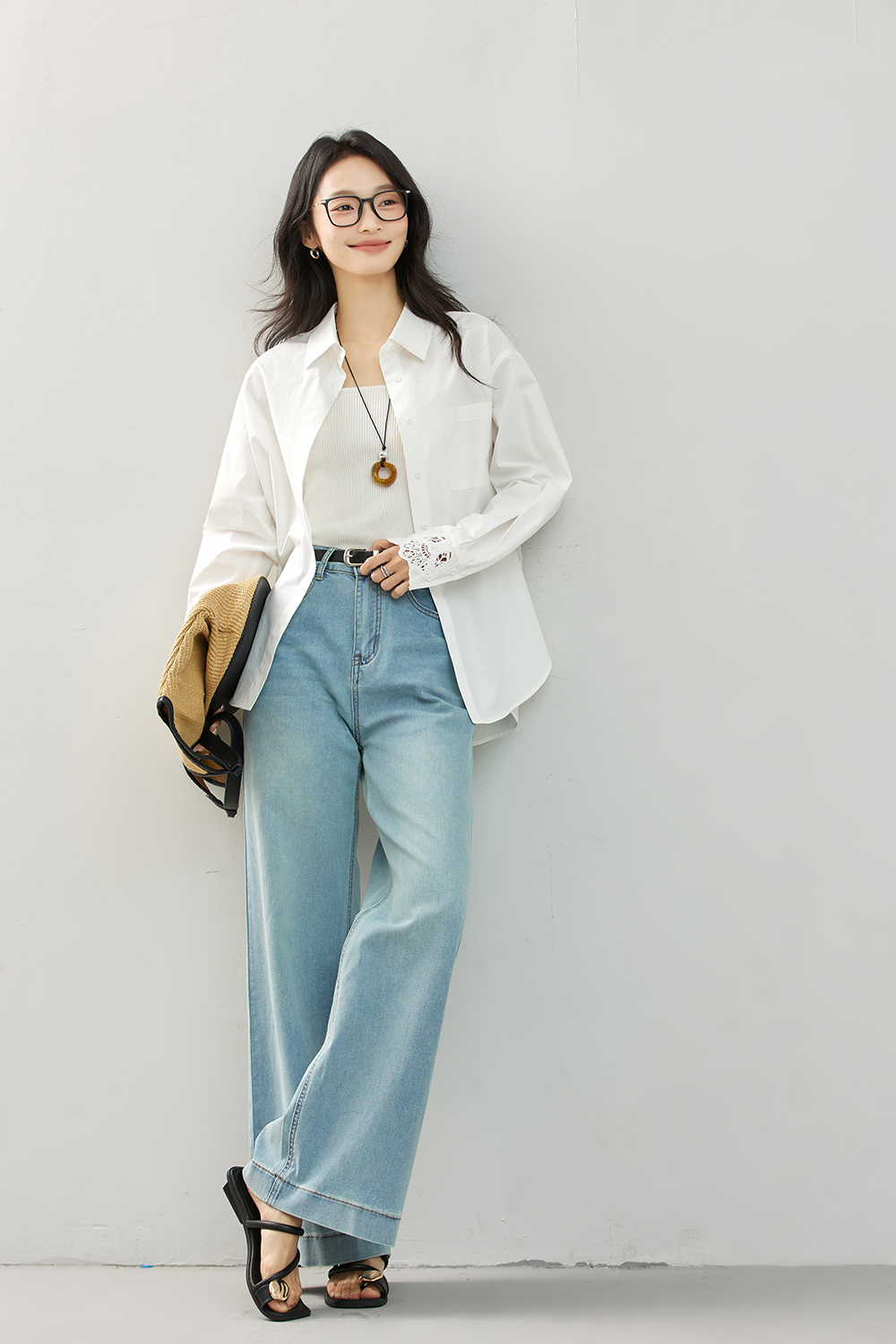 Artistic Cutwork Notch-Collar Blouse-VIMLYSTORE