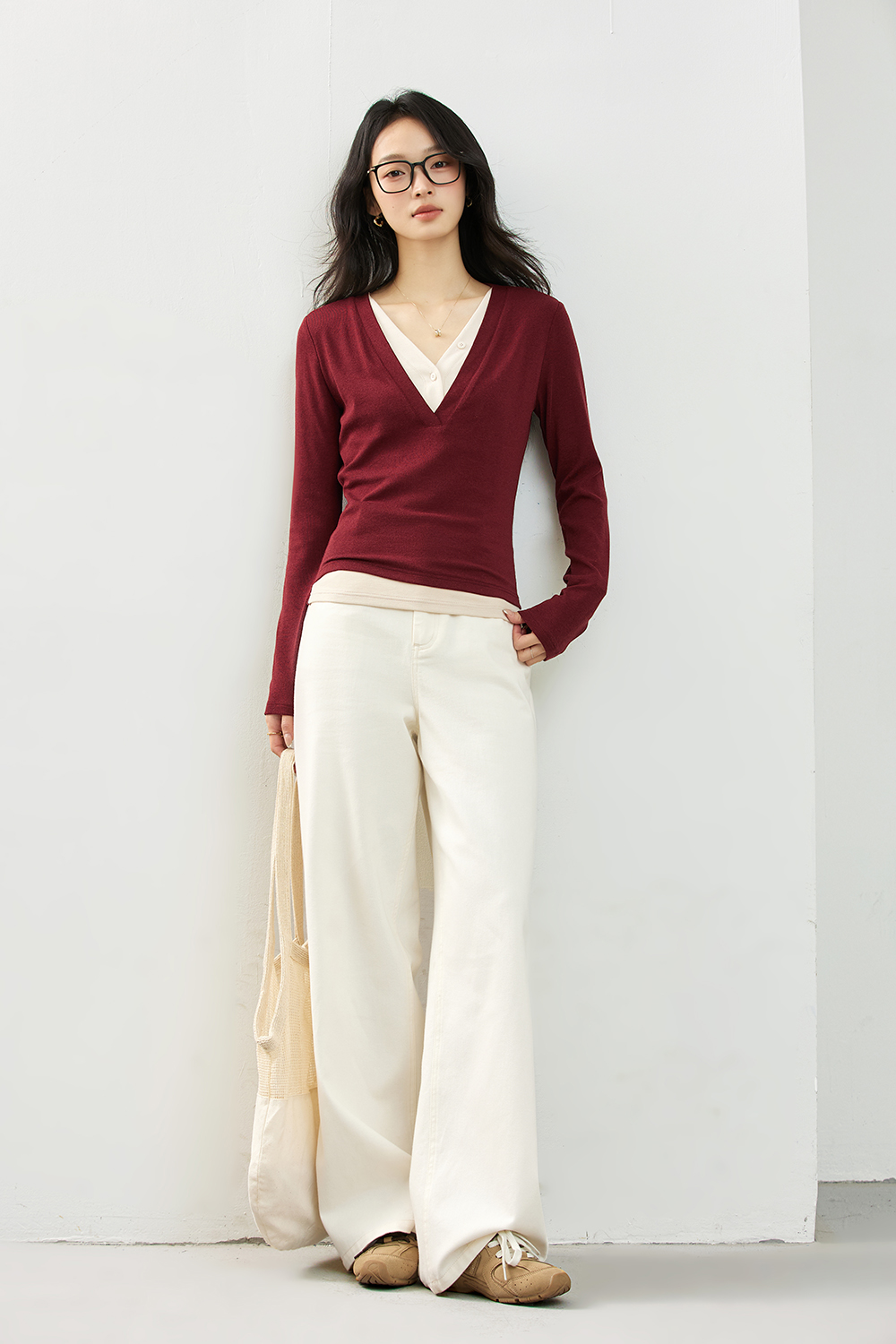 False Two-piece Designer Slim-fit Layering Long Sleeve T-shirt-VIMLYSTORE