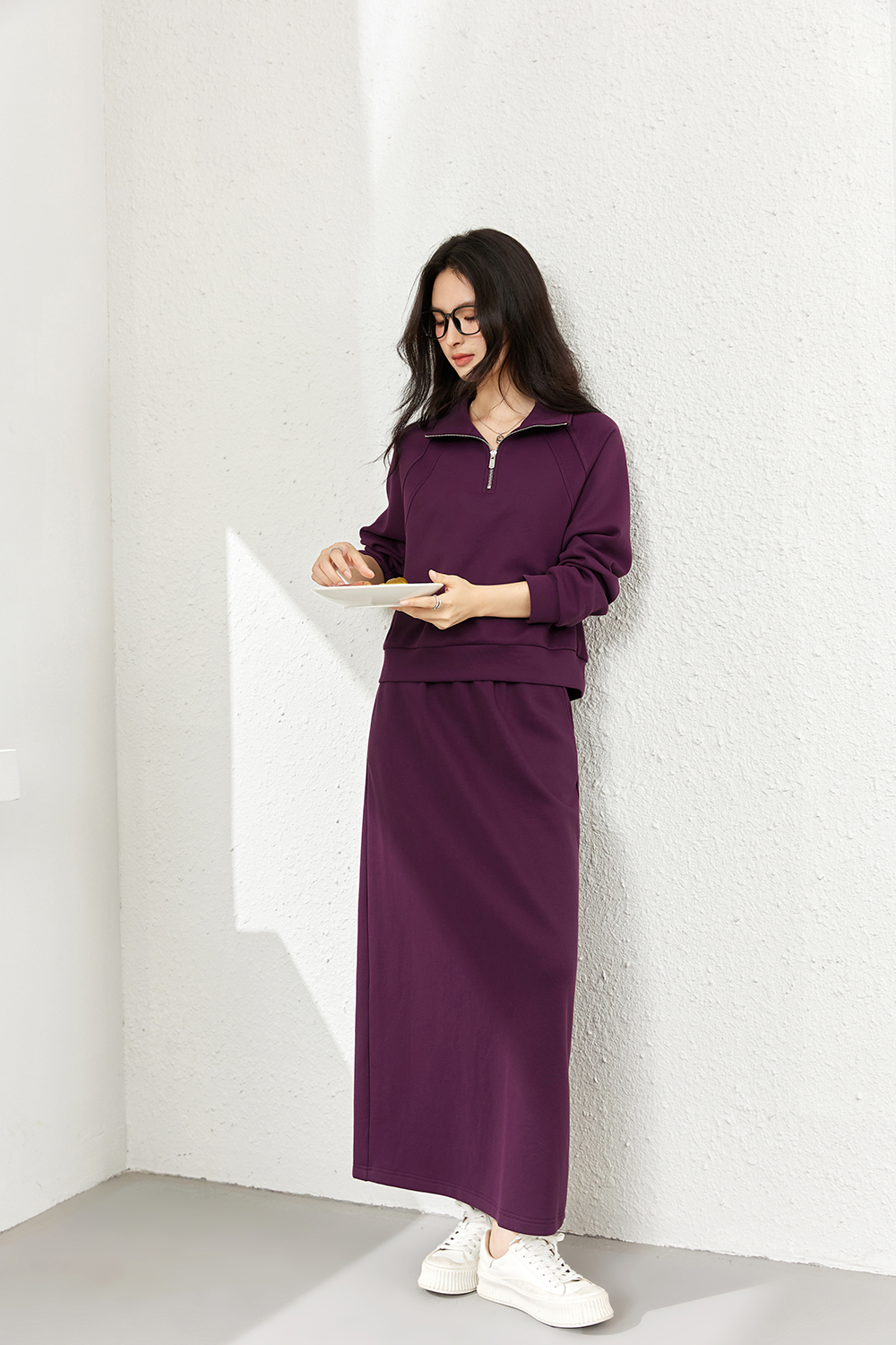 Fashion Casual Notched Top with Skirt Set-VIMLYSTORE