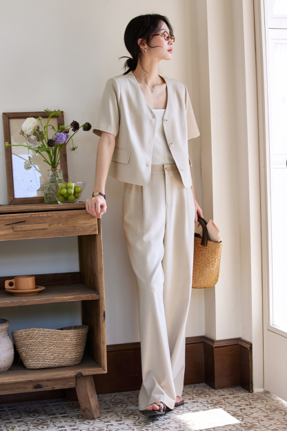 Minimalist High-Waist Office Suit Two-Piece Set-VIMLYSTORE