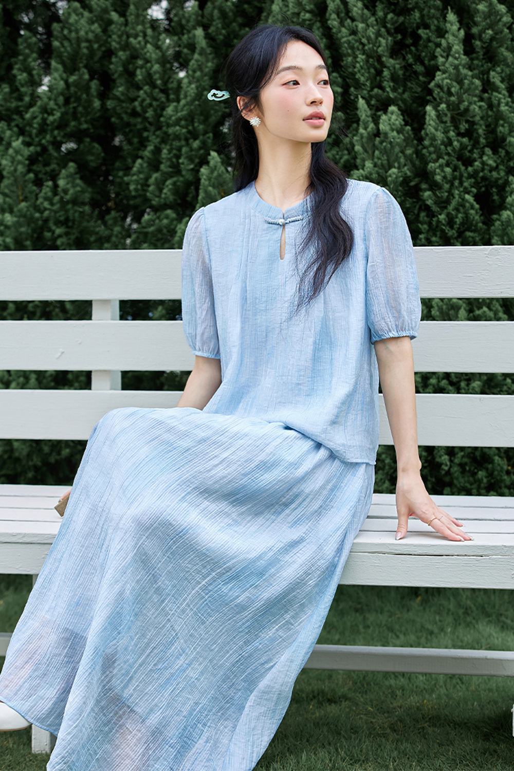 New Chinese Style Feminine Lyocell Suit Set
