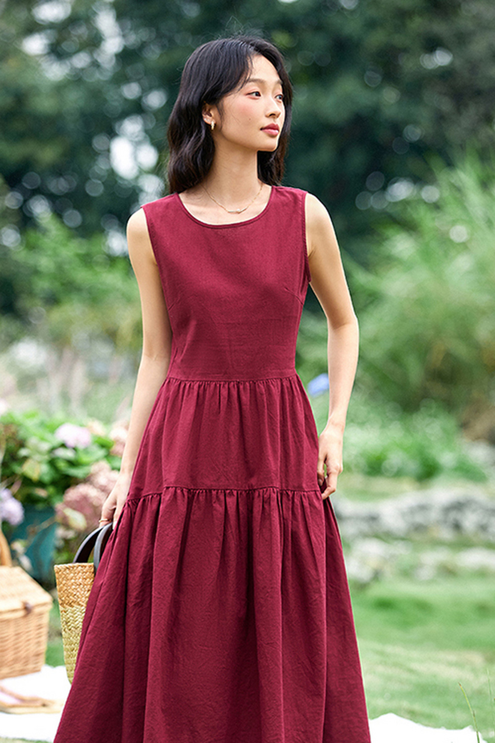 Fashion Minimalist Sleeveless Round-Neck Maxi Dress-VIMLYSTORE