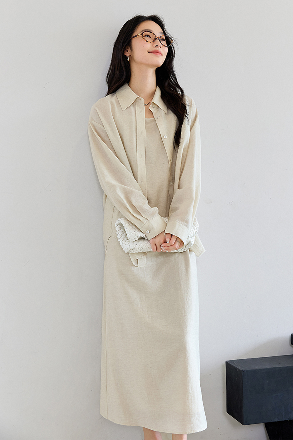 Versatile Casual Loose Shirt with Slip Dress Set-VIMLYSTORE