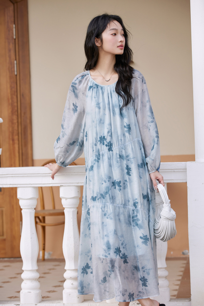 French High-End Chiffon Floral Elegant A-Line Fairy Dress
