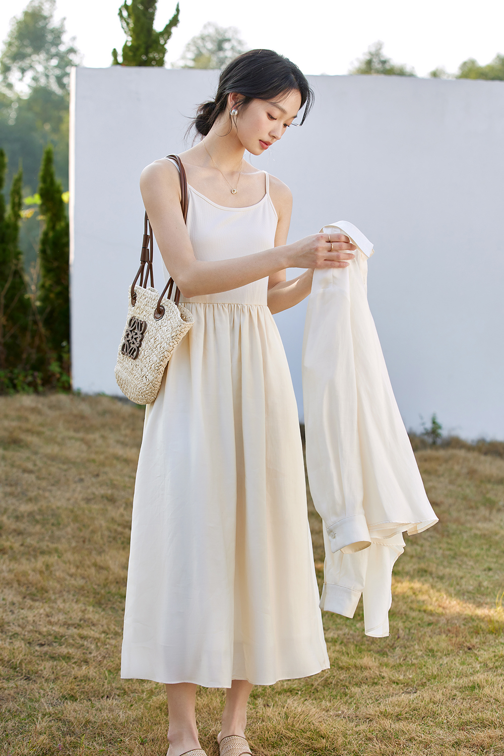 Lyocell French Sleeveless Dress Two-Piece Set-VIMLYSTORE