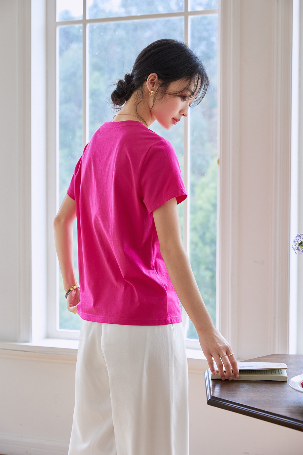 Dopamine Solid Color Casual Versatile V-Neck Loose Top-VIMLYSTORE