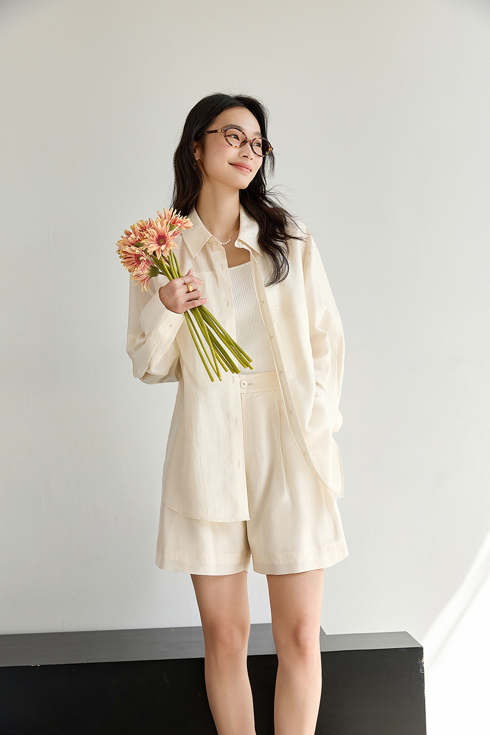 Lyocell Simple Casual Commuter Shirt & Shorts Set-VIMLYSTORE