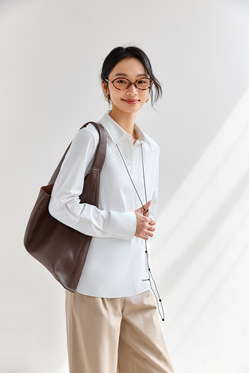 Asymmetrical Hem Casual-Office Shirt-VIMLYSTORE