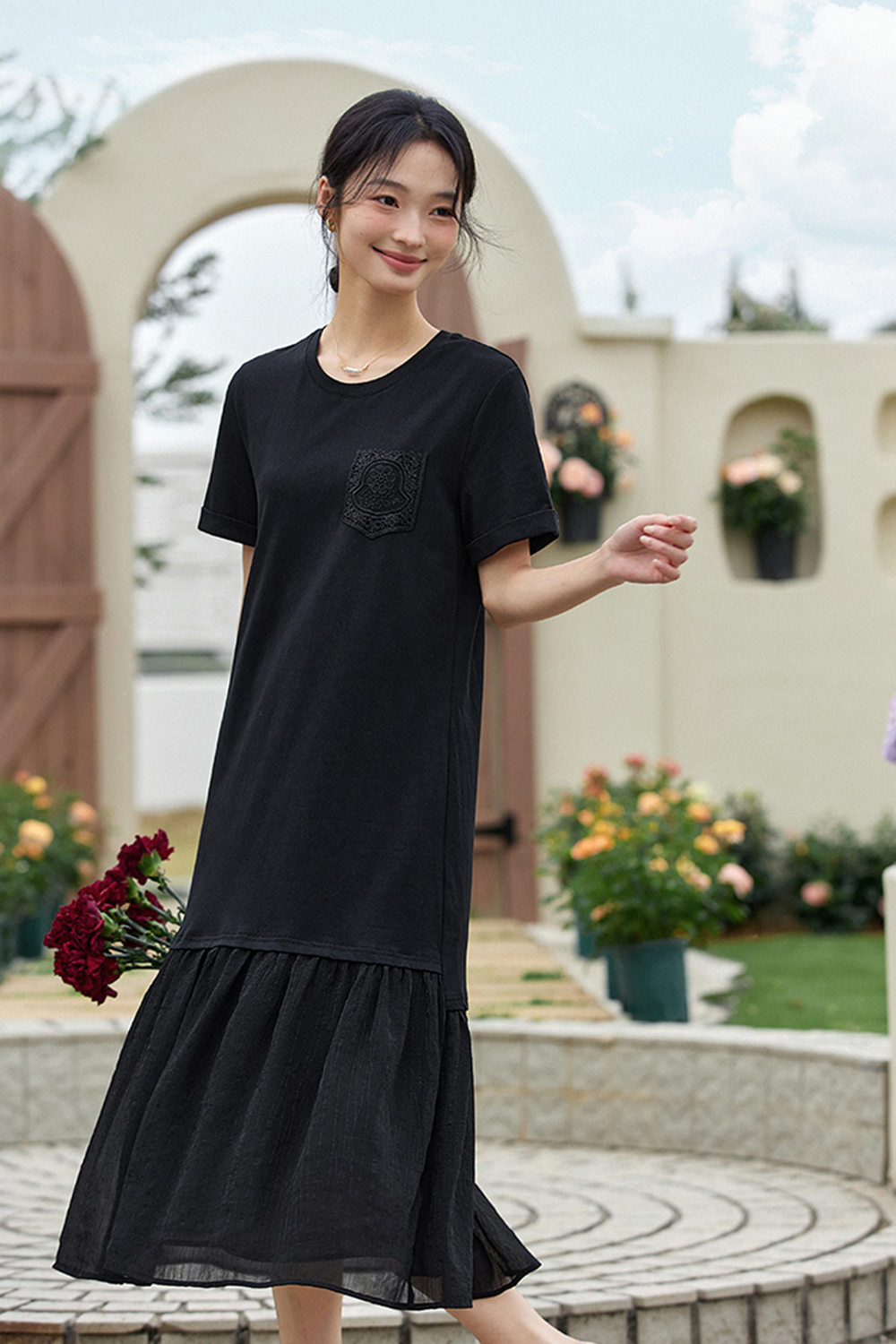 Sorona Draped Paneled Maxi Dress-VIMLYSTORE