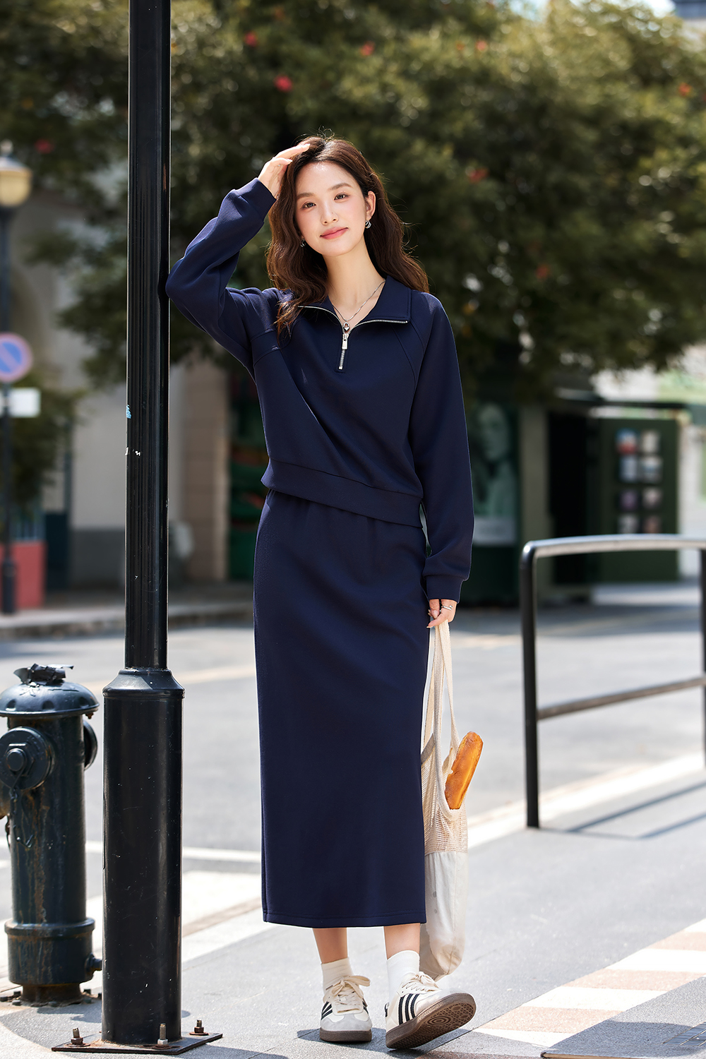 Fashion Casual Notched Top with Skirt Set-VIMLYSTORE