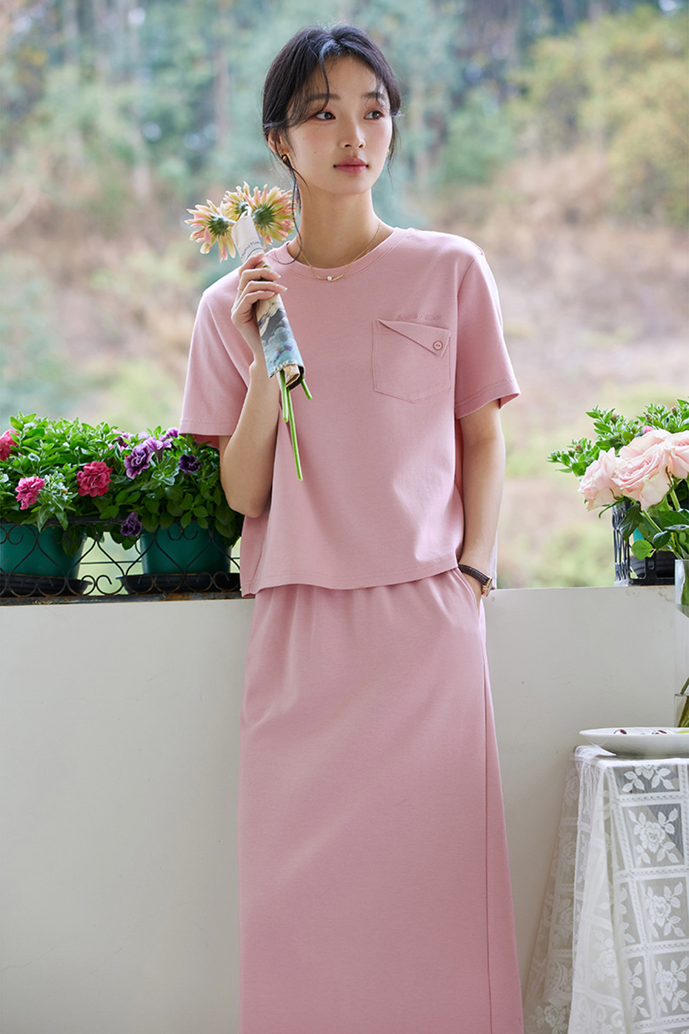 Youthful Fashion Top with Straight Skirt Set-VIMLYSTORE