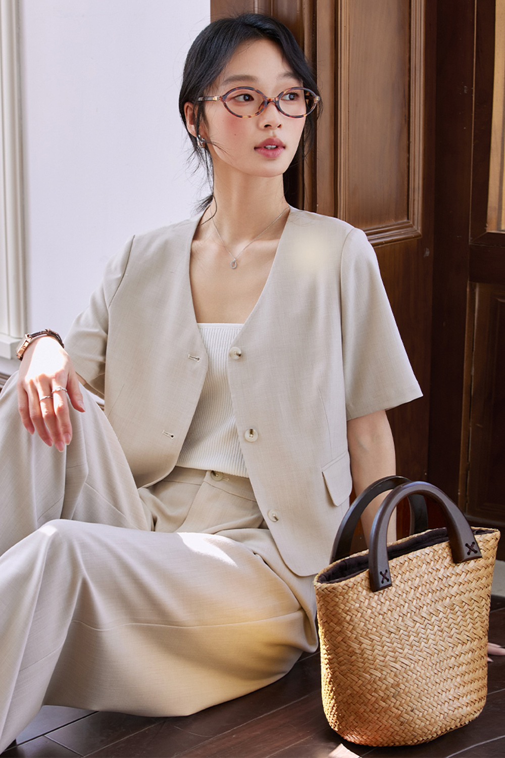 Minimalist High-Waist Office Suit Two-Piece Set-VIMLYSTORE