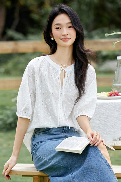 Loose Casual Cotton Short-Sleeve Round-Neck Top-VIMLYSTORE