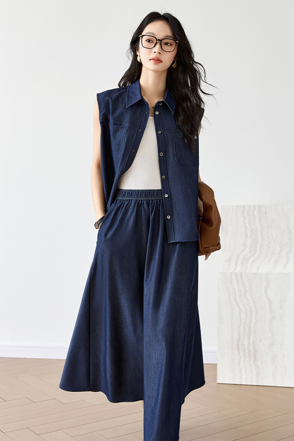 Casual & Stylish Sleeveless Top with Cardigan and Midi Skirt Set-VIMLYSTORE