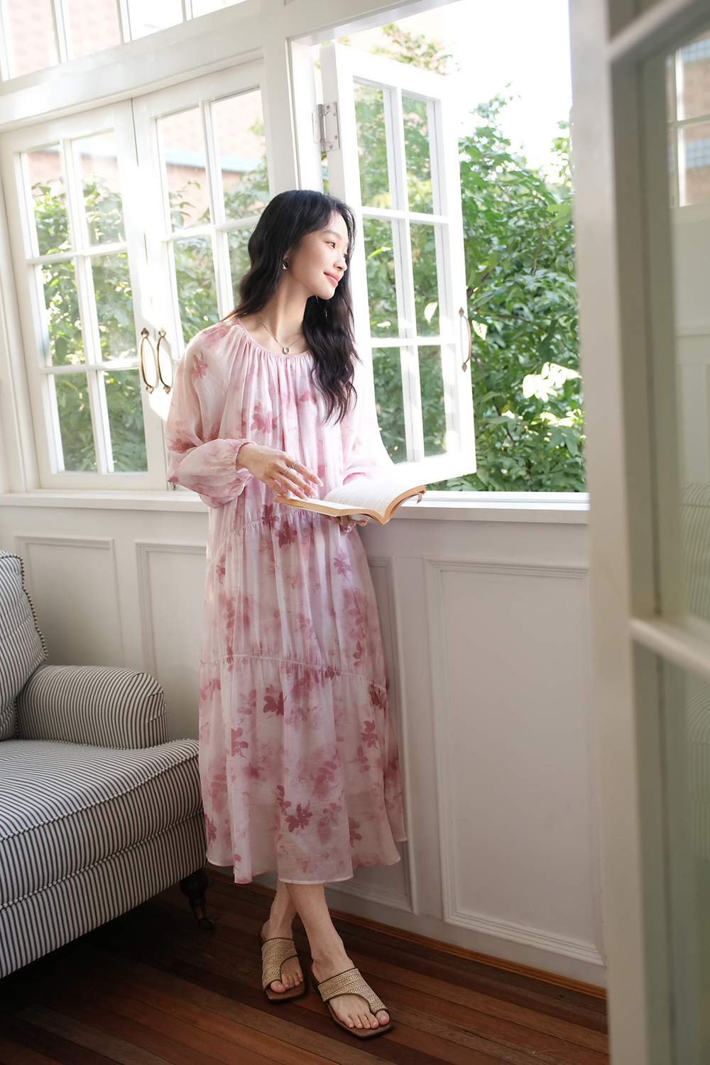 French High-End Chiffon Floral Elegant A-Line Fairy Dress