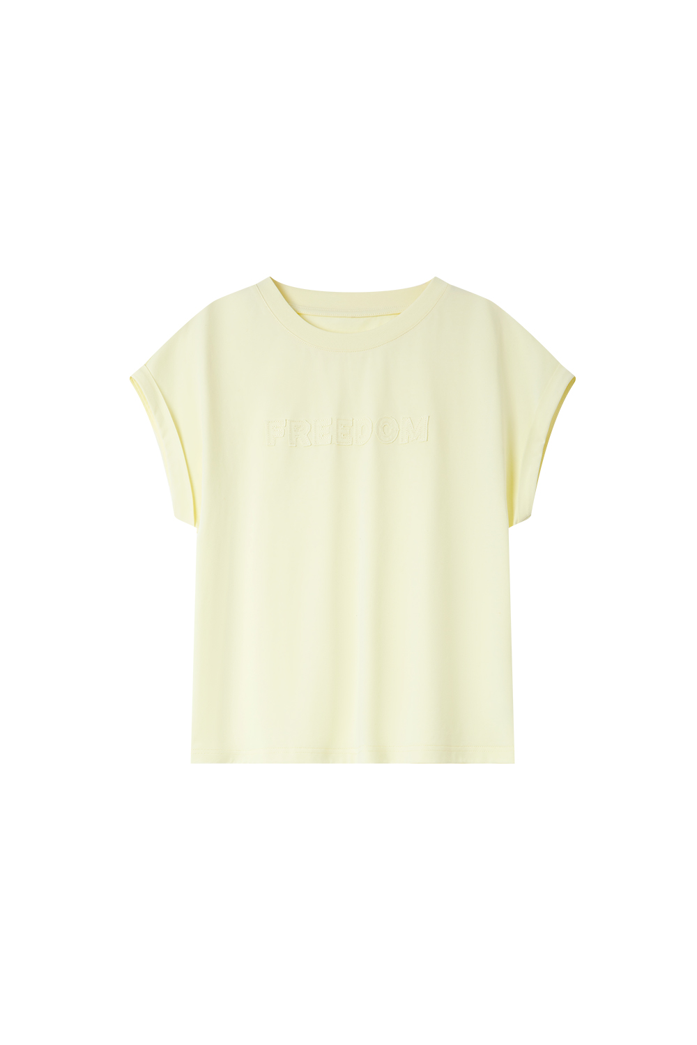 Embroidered Letter Short Flutter Sleeve Loose Versatile Round Neck Top-VIMLYSTORE