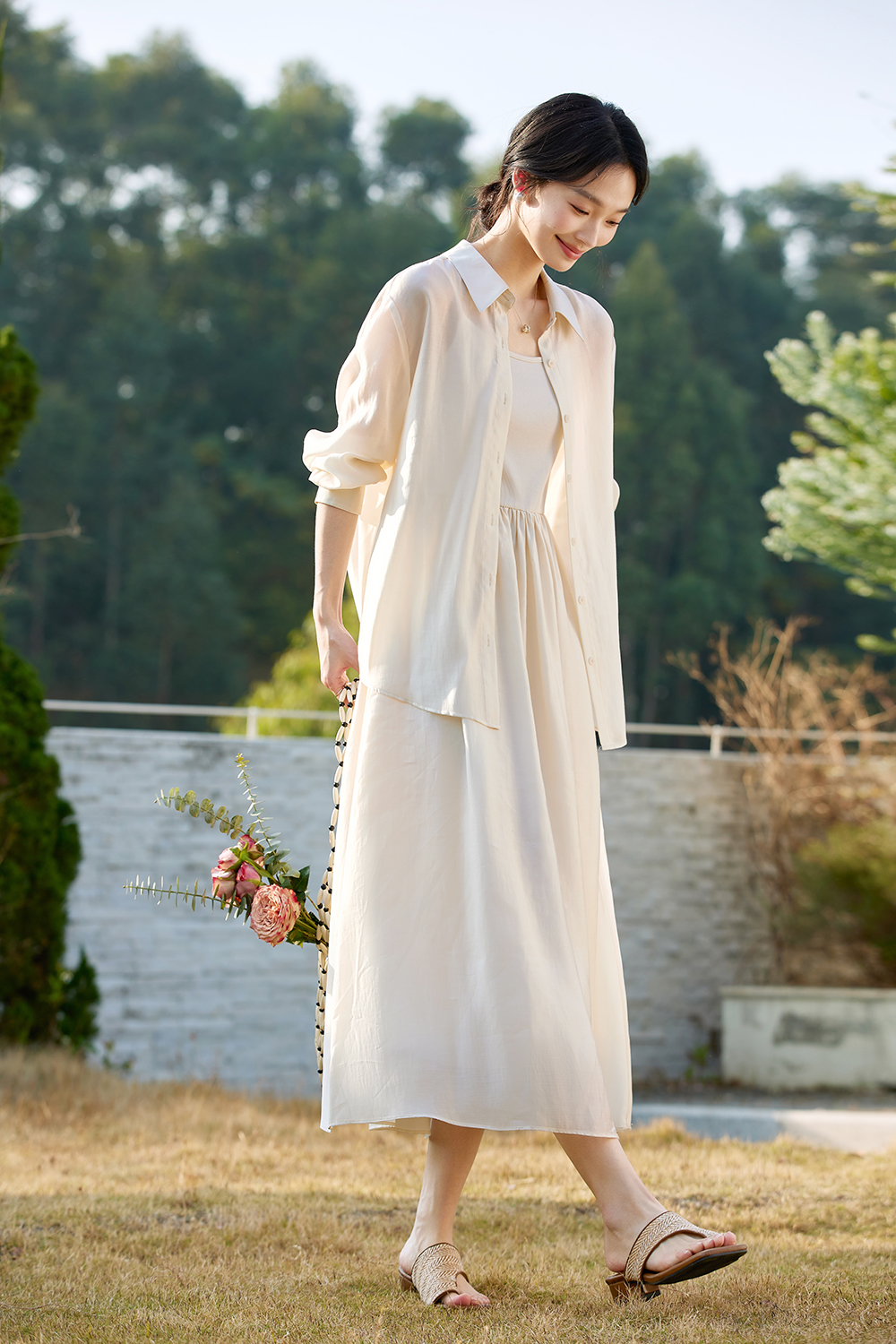 Lyocell French Sleeveless Dress Two-Piece Set-VIMLYSTORE