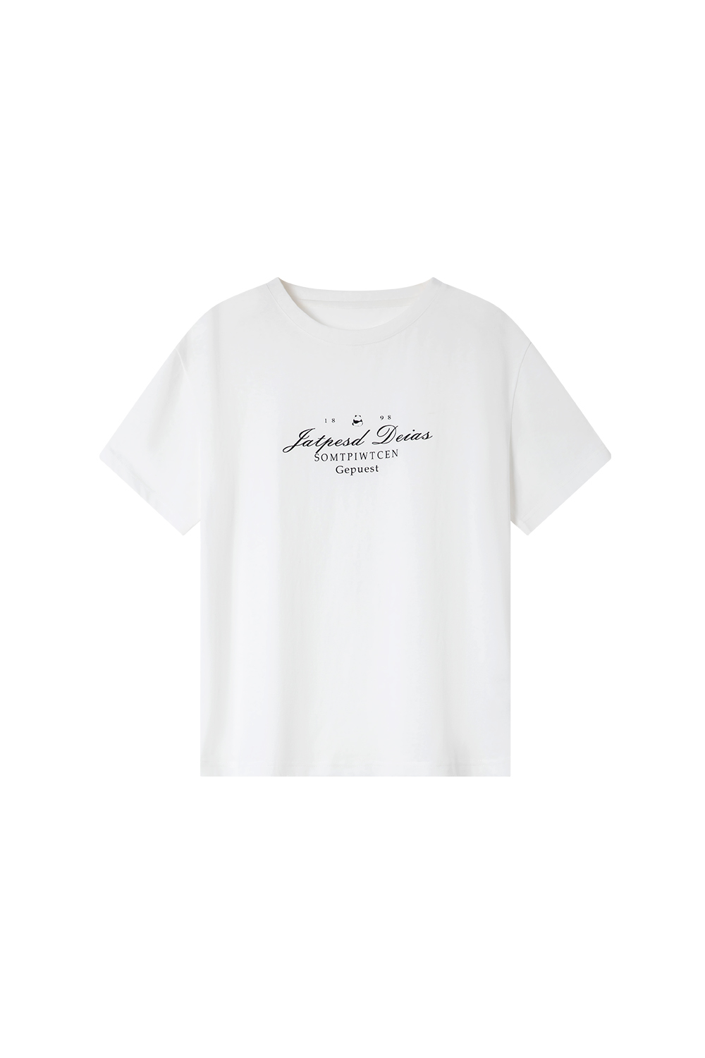 Letter Print Loose Round Neck Short Sleeve T-Shirt-VIMLYSTORE