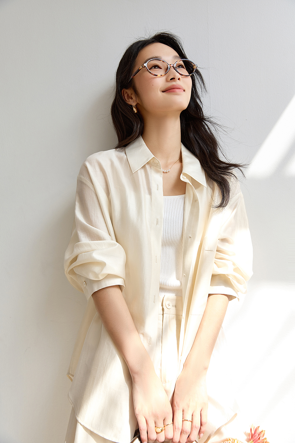 Lyocell Simple Casual Commuter Shirt & Shorts Set-VIMLYSTORE