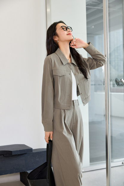 Premium Notch-Neck Blouse & Wide-Leg Pants Set for Office Chic-VIMLYSTORE
