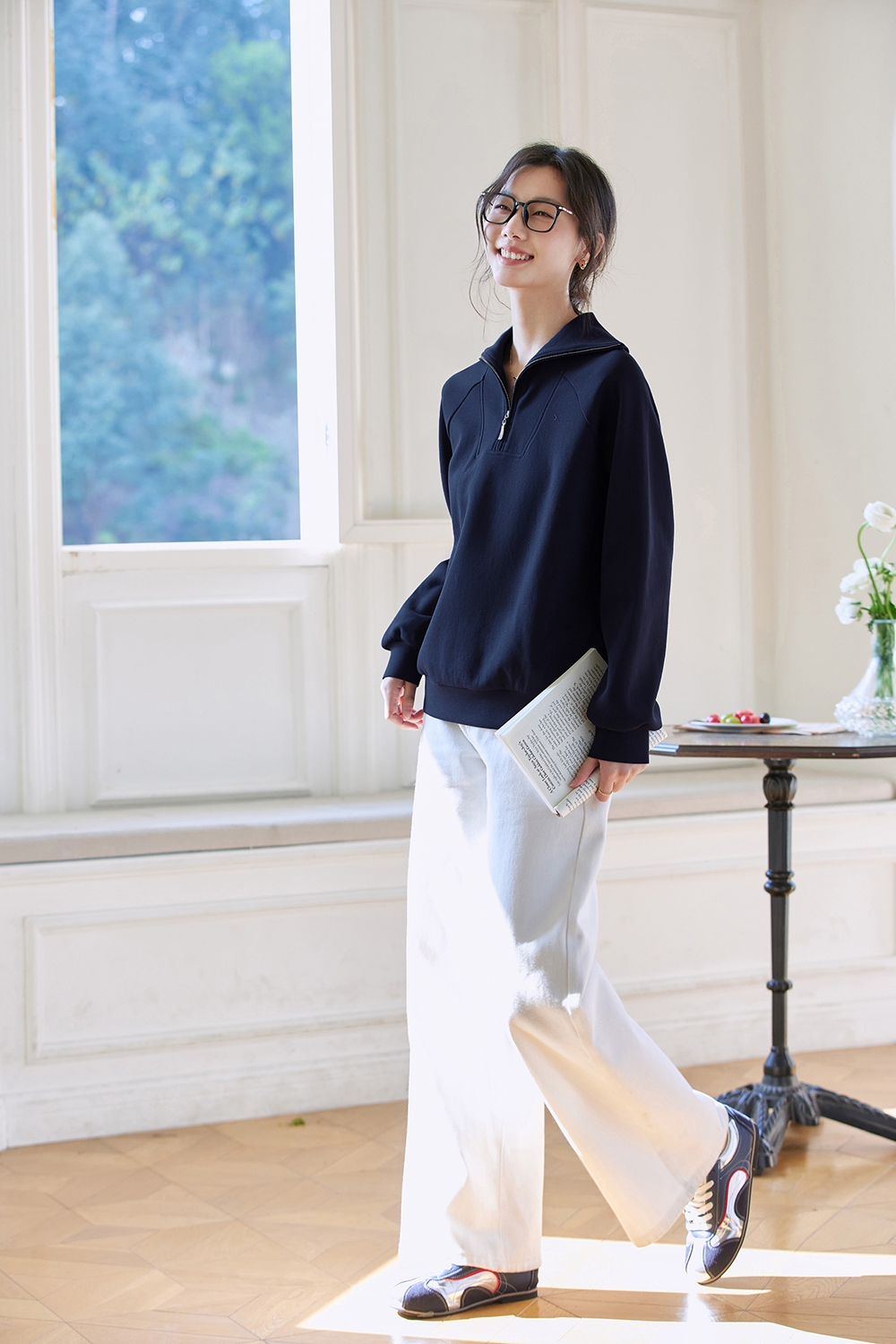 Retro Zip-Collar Pullover Sweatshirt-VIMLYSTORE