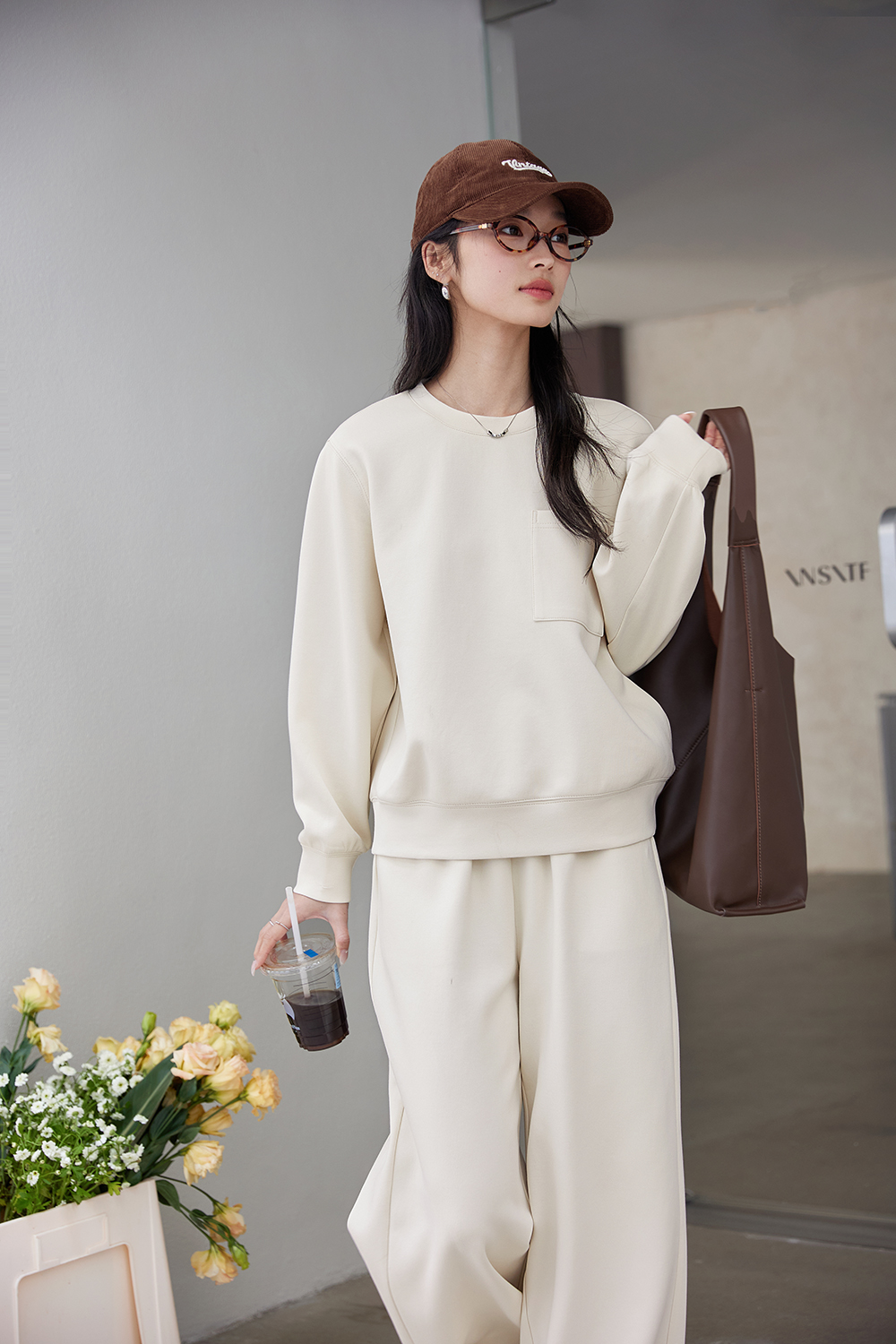 Relaxed Fit Top & High-Waist Palazzo Pants Set-VIMLYSTORE