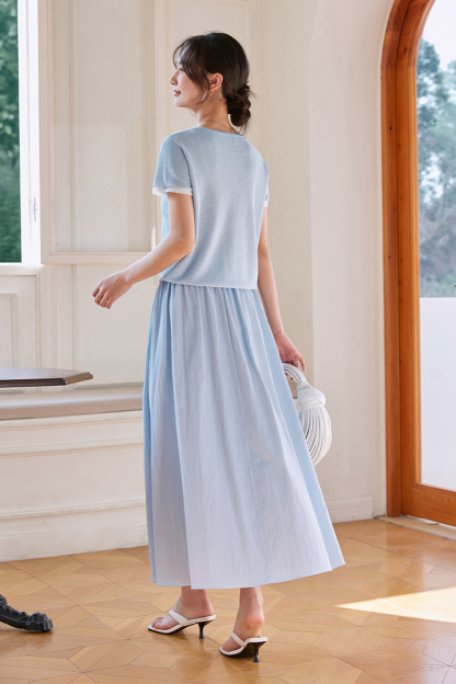 Color-blocking Casual Two-piece Set