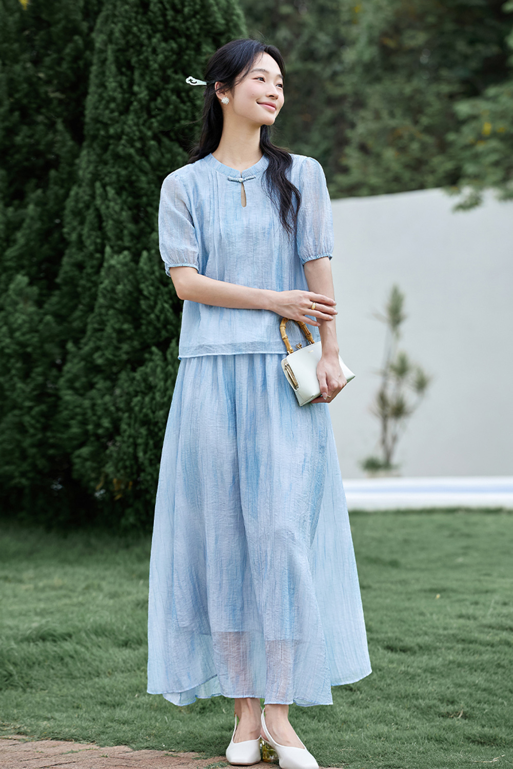 New Chinese Style Feminine Lyocell Suit Set