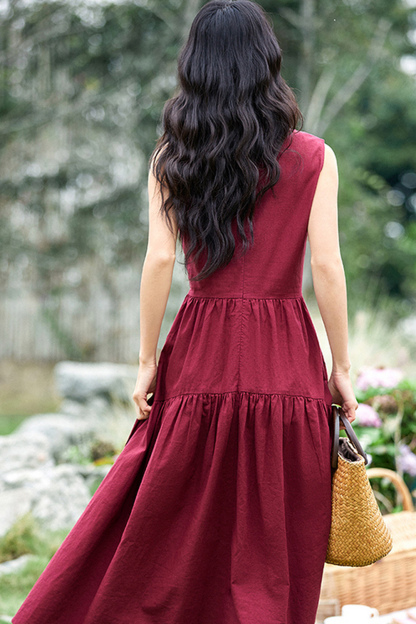 Fashion Minimalist Sleeveless Round-Neck Maxi Dress-VIMLYSTORE