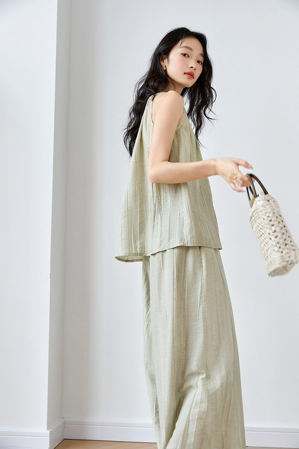 Easy-to-Match Sleeveless Cami Top with Loose Wide-Leg Pants Set-VIMLYSTORE