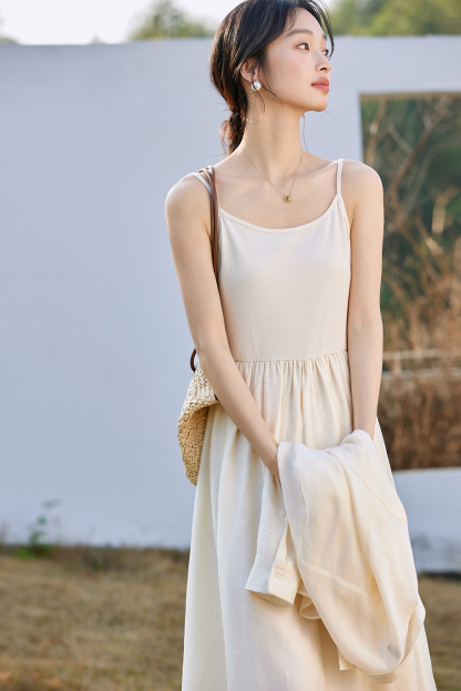 Lyocell French Sleeveless Dress Two-Piece Set-VIMLYSTORE