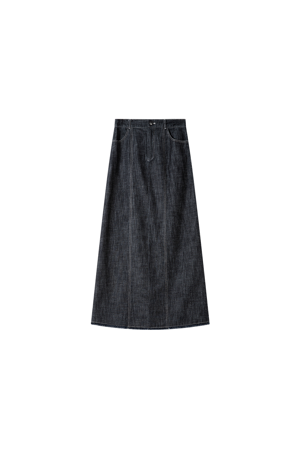 Black Grey Retro Denim High Waist Straight Pencil A-Line Midi Skirt