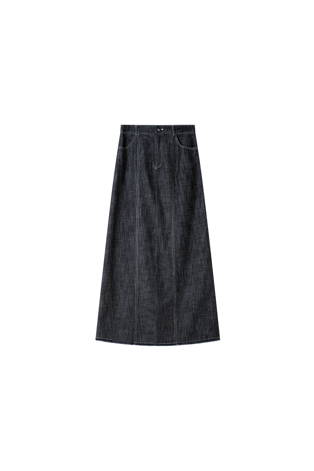 Black Grey Retro Denim High Waist Straight Pencil A-Line Midi Skirt