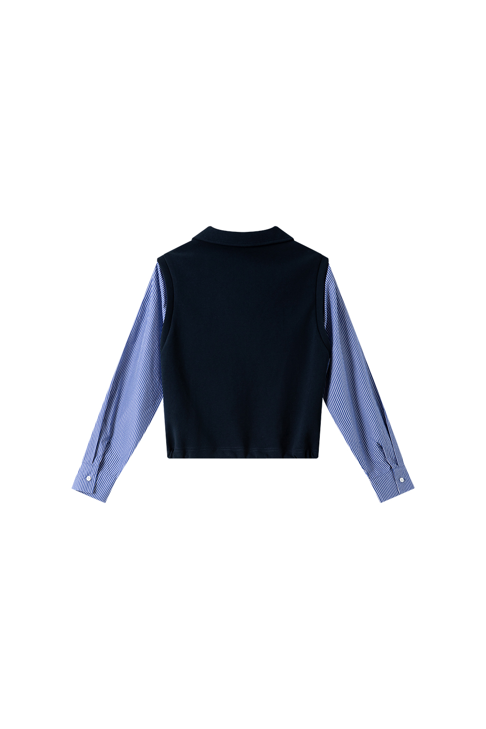 Navy Blue Fake Two-Piece Top with Long Skirt Set-VIMLYSTORE