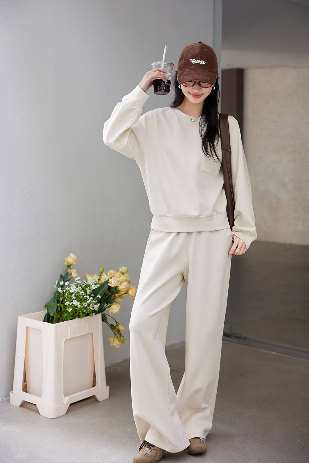 Relaxed Fit Top & High-Waist Palazzo Pants Set-VIMLYSTORE